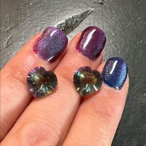 Set Of 2 Heart-Shaped Multicolor Gemstones - Unidentified Loose Gems